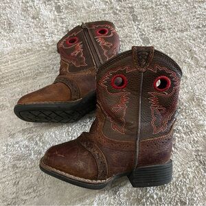 Ariat Lil Stomper Boys Cowboy Western Boots Size 6 Heritage Rough Stock Brown